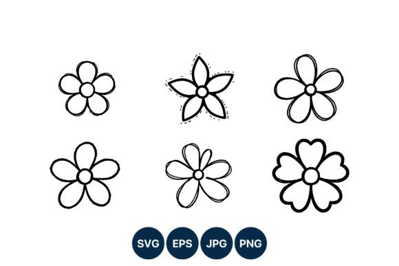 Download Hand Drawn Flower Doodles Six Petal - Petal Collection