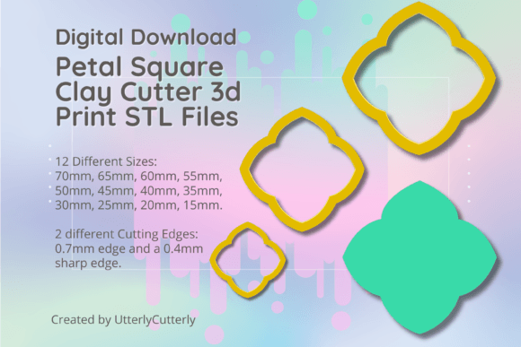 Download Petal Square Clay Cutter - STL Digital Files - Petal Collection