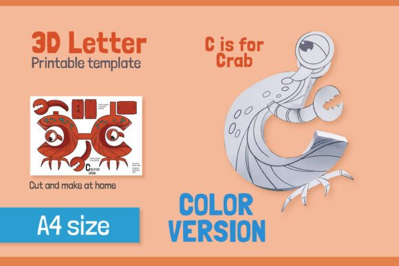 Download Letter C 3D Papercraft for Kids – COLOR - Craft Collection