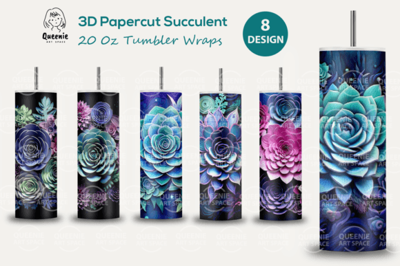 Download 3D Paper Craft Succulent Tumbler Wrap - Craft Collection
